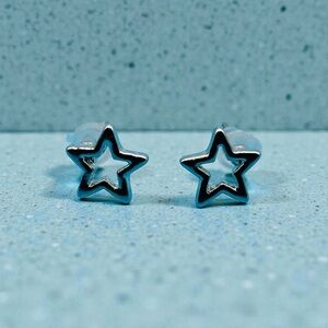 Silver Tone Star Earrings